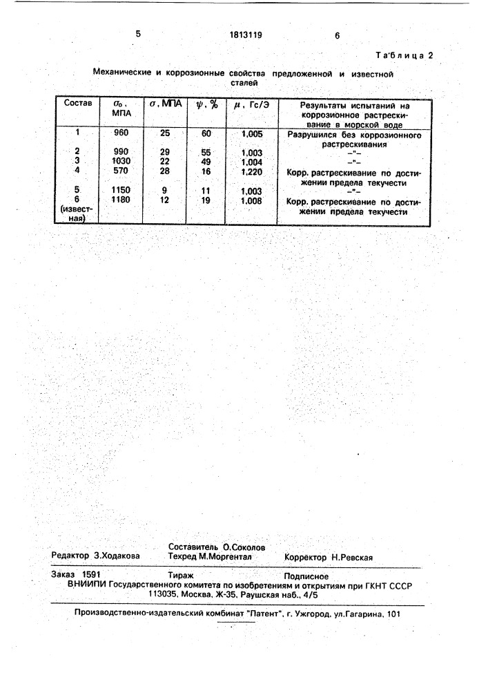 Немагнитная сталь (патент 1813119)