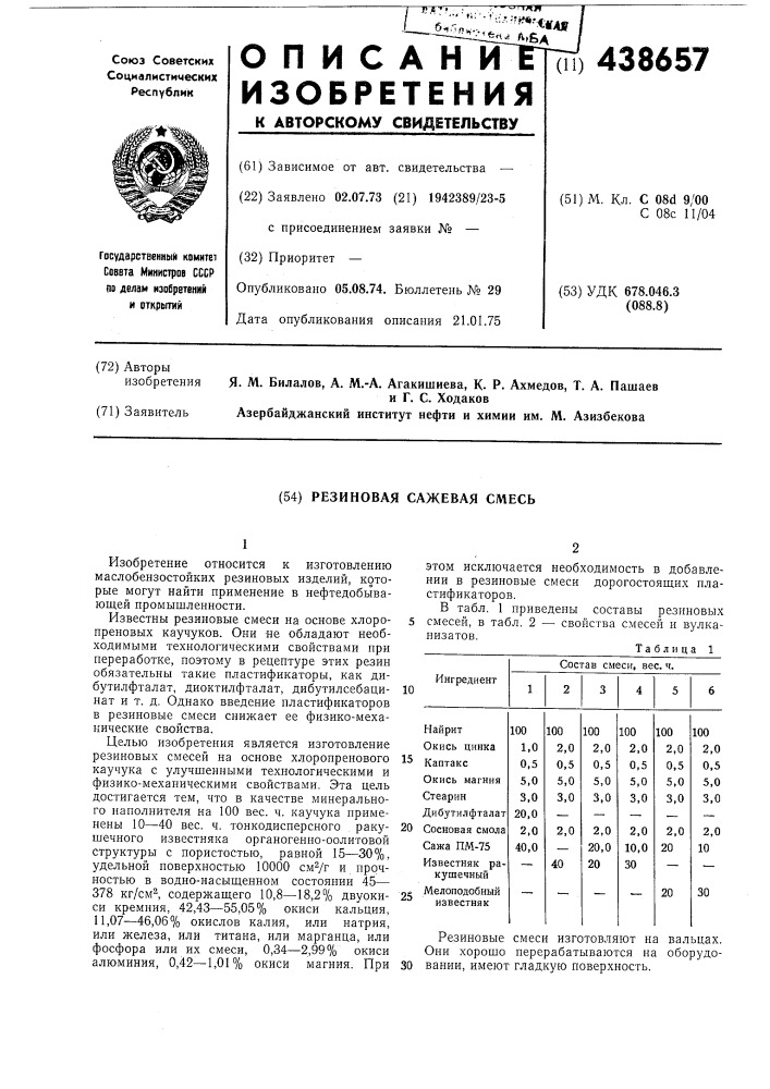 Резиновая сажевая смесь (патент 438657)