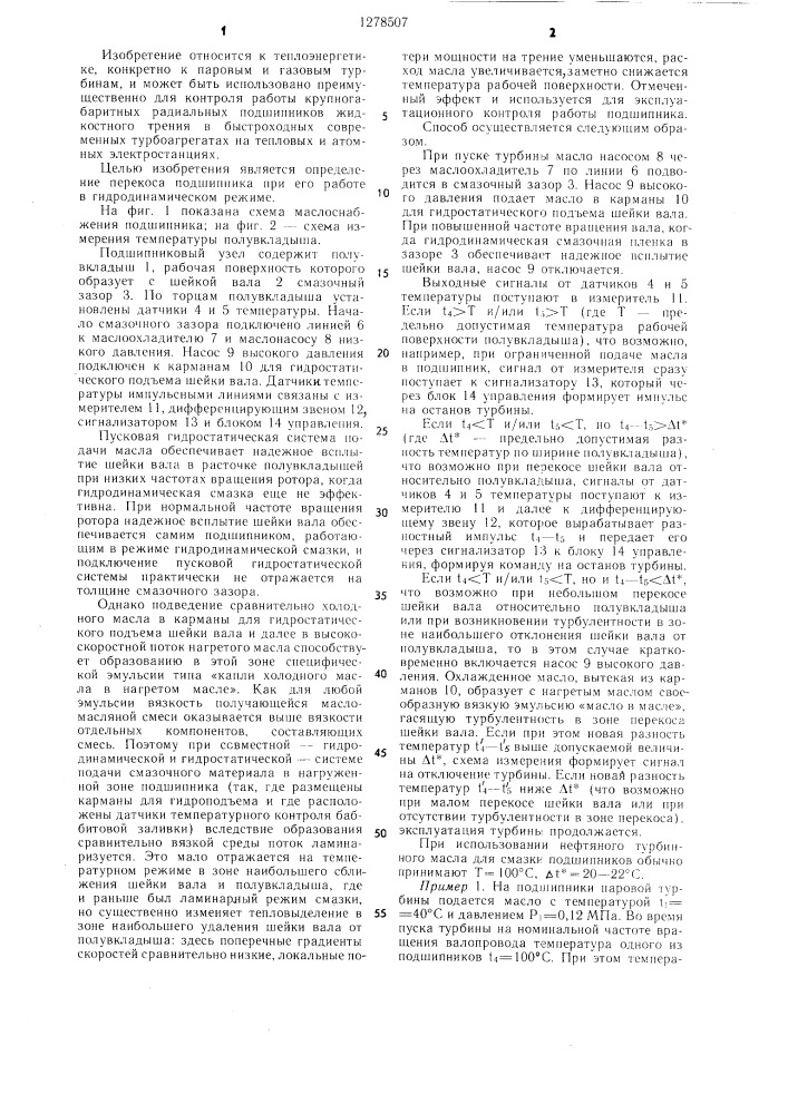 Способ контроля работы подшипника (патент 1278507)