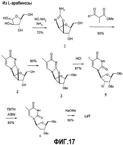 Синтез  -l-2&#39;-дезоксинуклеозидов (патент 2361875)