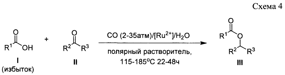 Способ получения сложных эфиров из карбонильных соединений и карбоновых кислот (патент 2658019)