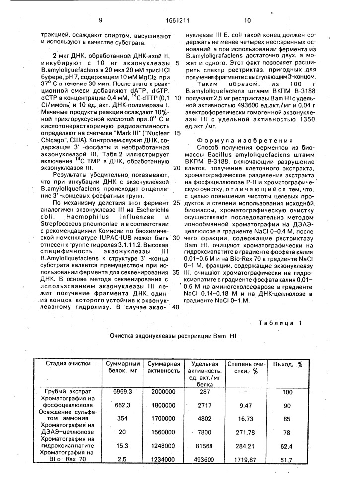 Способ получения ферментов из биомассы bacillus амylоliquеfасiеns штамм вкпм в-3188 (патент 1661211)