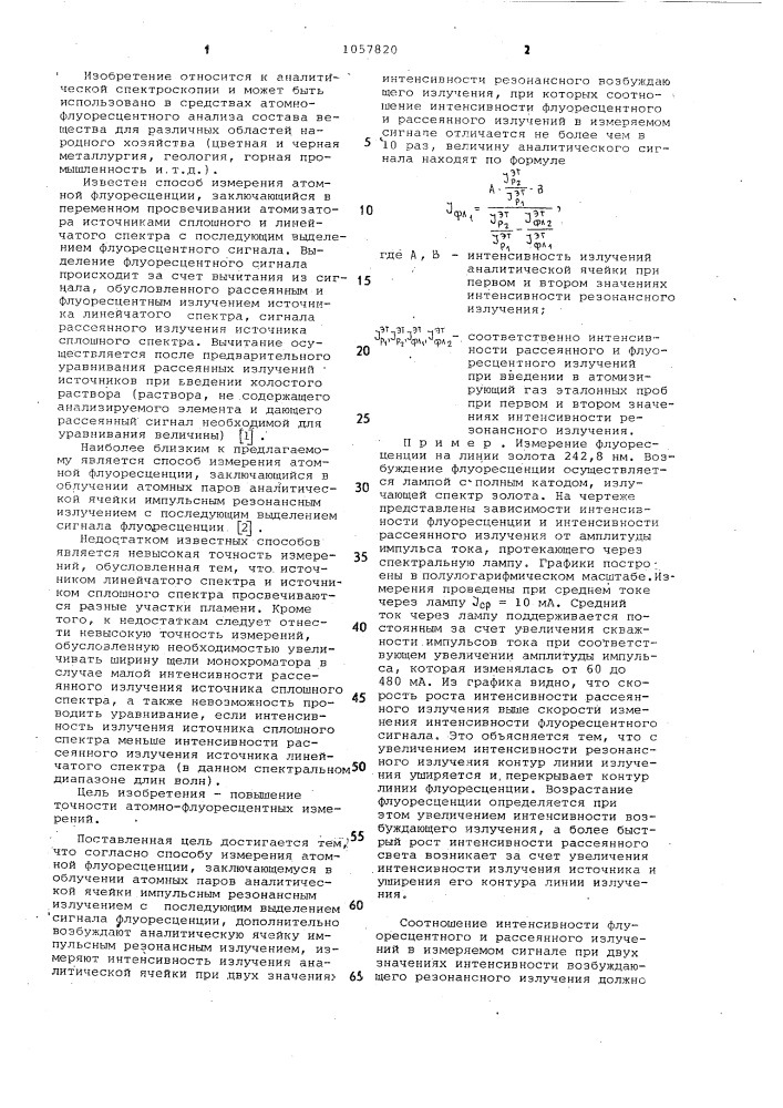 Способ измерения атомной флуоресценции (патент 1057820)