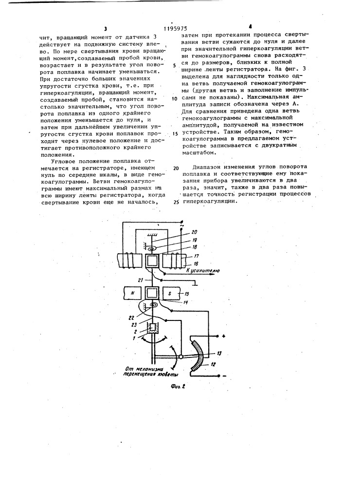 Гемокоагулограф (патент 1195975)