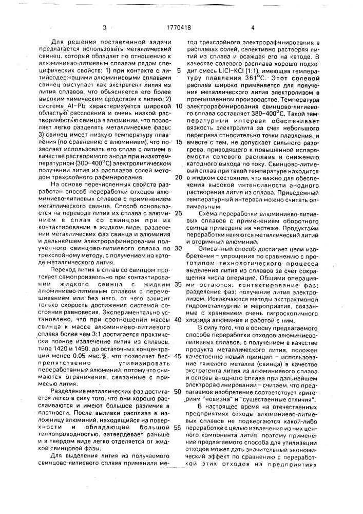 Способ извлечения лития из отходов алюминиево-литиевых сплавов (патент 1770418)