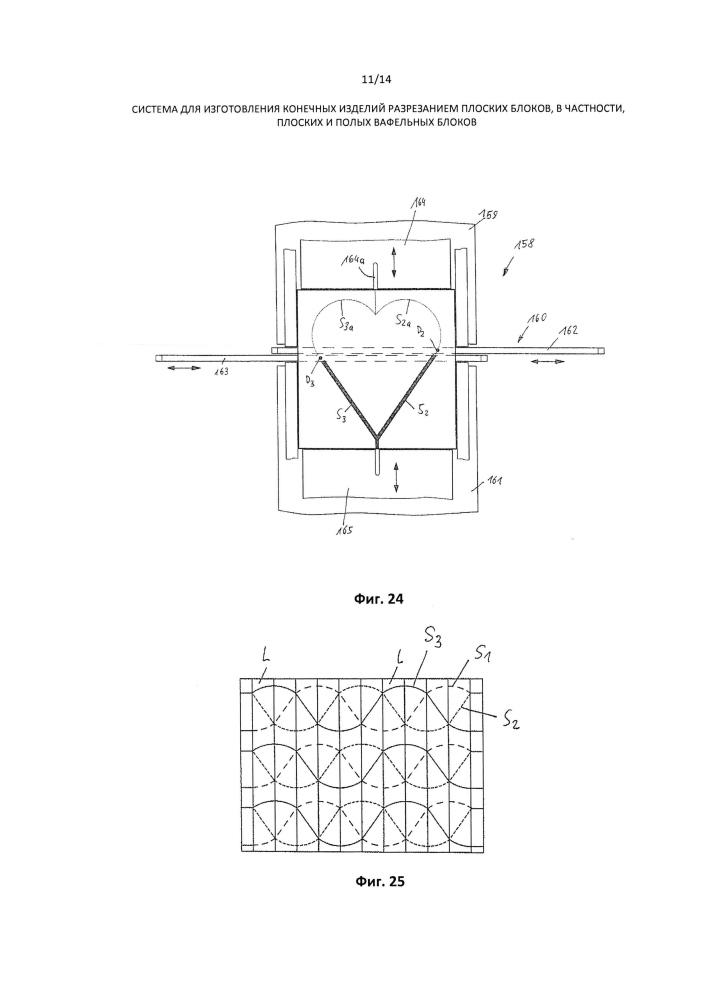 Система для изготовления конечных изделий разрезанием плоских блоков, в частности плоских и полых вафельных блоков (патент 2602292)