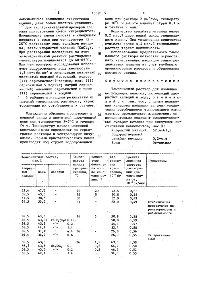 Тампонажный раствор для изоляции поглощающих пластов (патент 1559115)