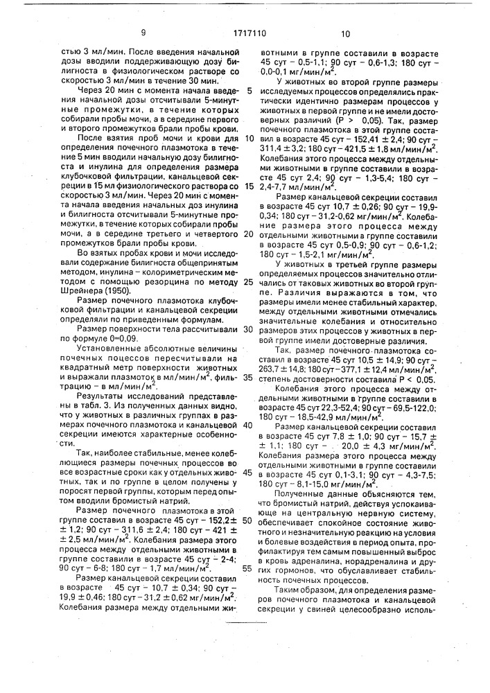 Способ определения канальцевой секреции почек у свиней (патент 1717110)