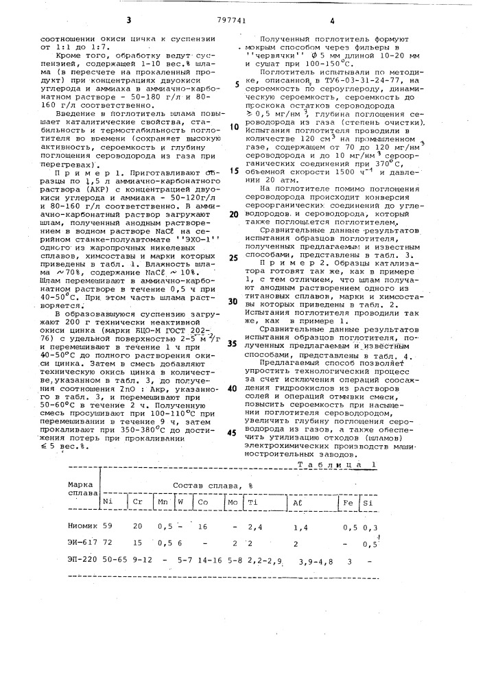 Способ приготовления поглотителядля очистки газов ot сернистыхсоединений (патент 797741)