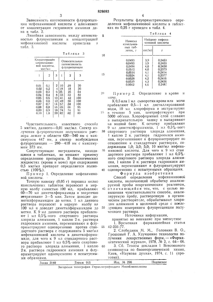 Способ определения мефенаминовойкислоты (патент 828083)