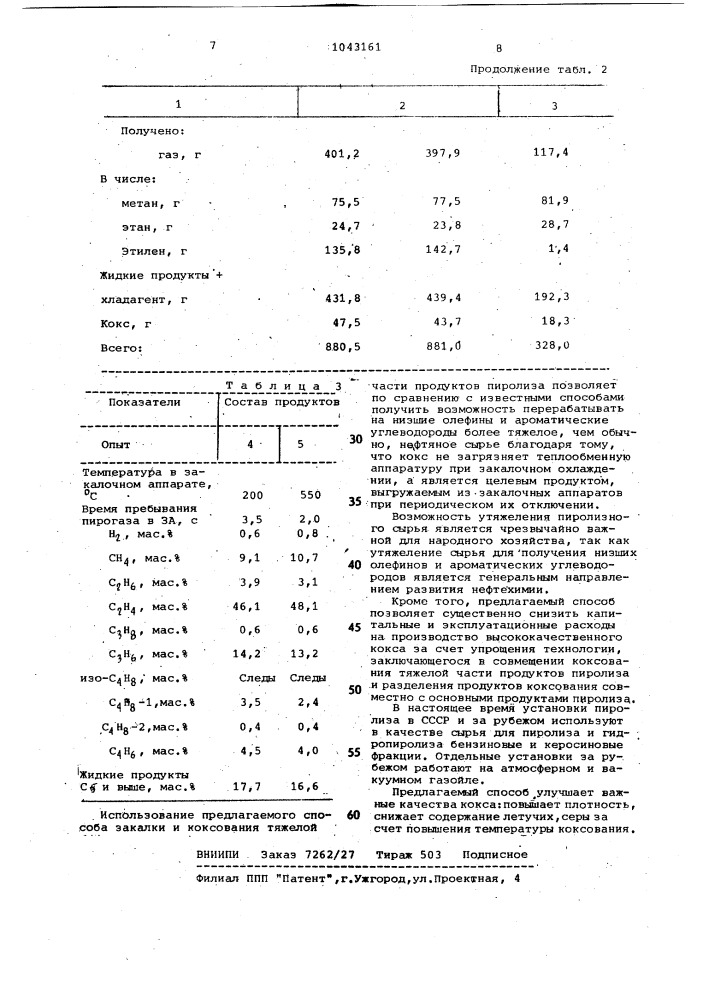 Способ закалочного охлаждения продуктов пиролиза (патент 1043161)