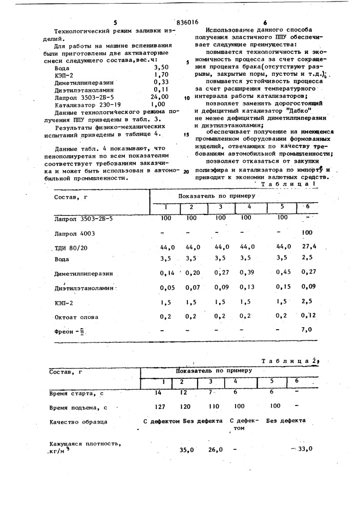 Способ получения эластичногопенополиуретана (патент 836016)