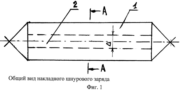 Накладной шнуровой заряд для локализации низовых лесных и степных пожаров (патент 2496539)