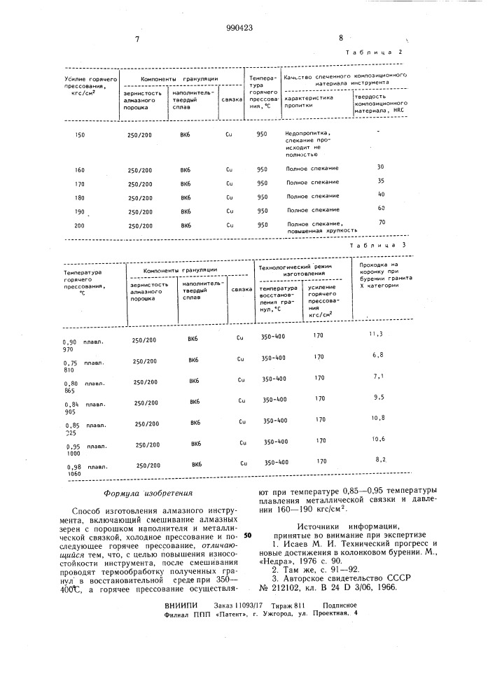 Способ изготовления алмазного инструмента (патент 990423)