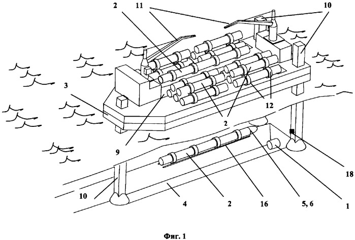 Способ прокладки подводного трубопровода, система, его реализующая, и монтажный комплекс соединения труб, используемый в ней (патент 2324100)