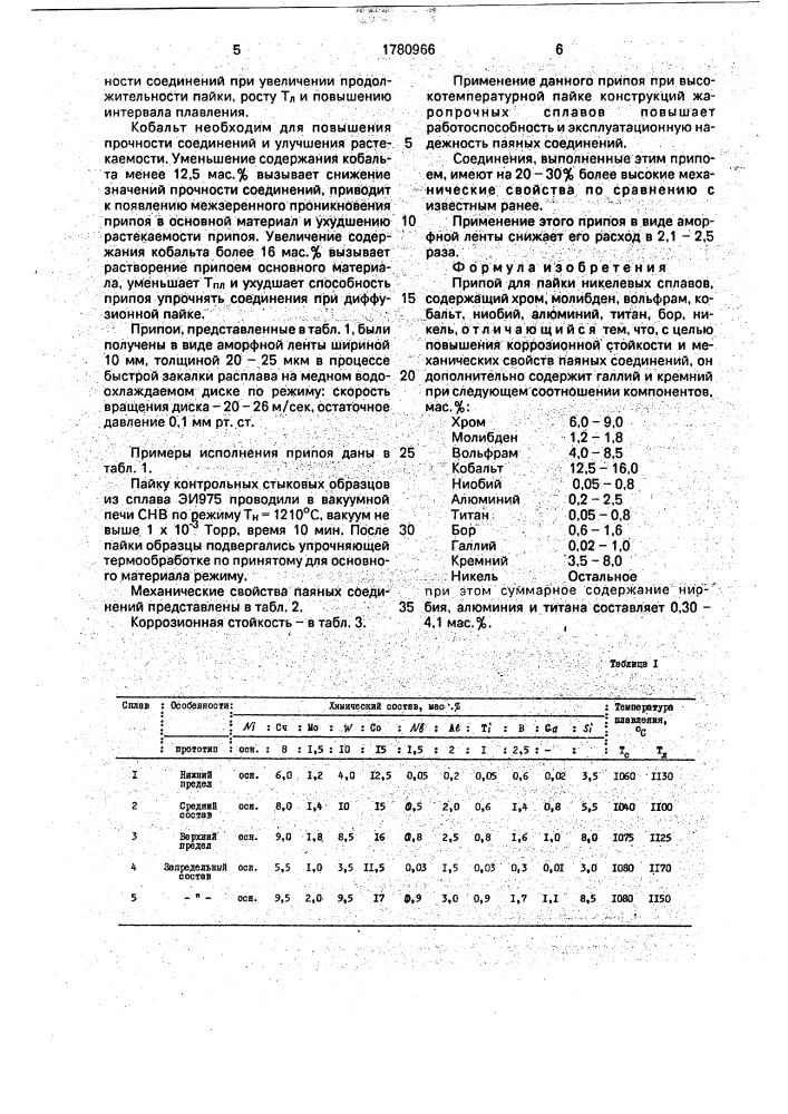 Припой для пайки никелевых сплавов (патент 1780966)