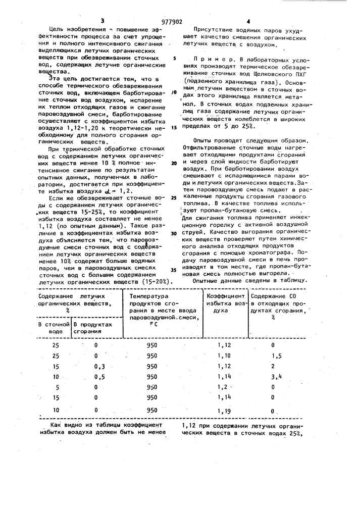 Способ термического обезвреживания сточных вод (патент 977902)