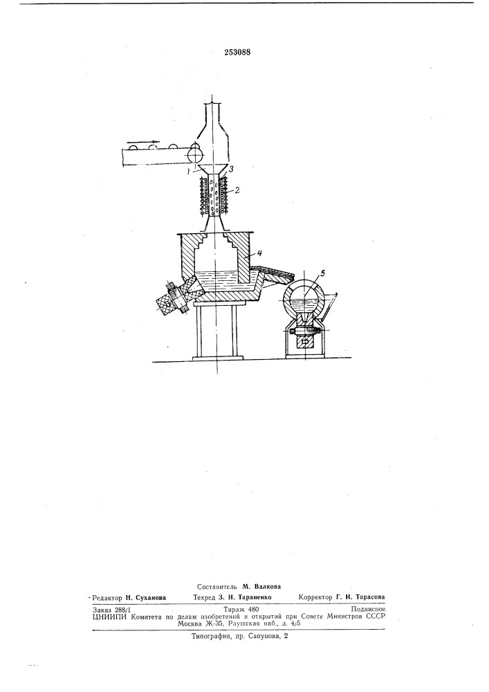 Шахтная плавильная печь (патент 253088)