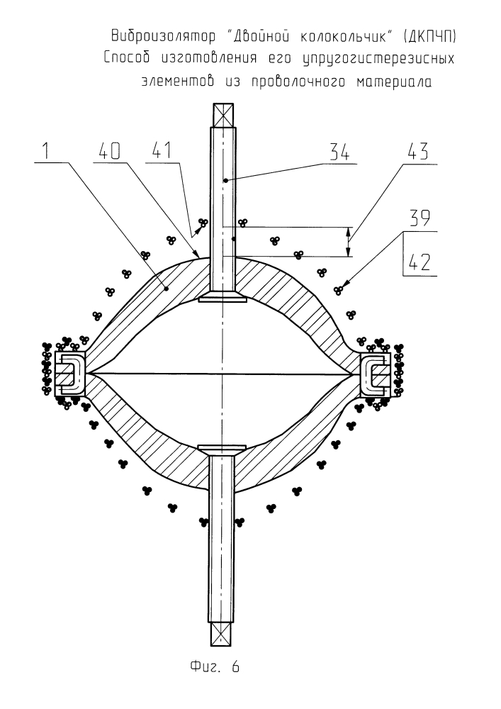 Виброизолятор "двойной колокольчик" (варианты) и способ изготовления его упругогистерезисных элементов из проволочного материала (патент 2626787)