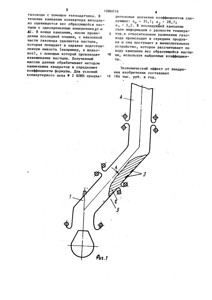Способ контроля образования настылей на охлаждаемых элементах газоотводящего тракта сталеплавильного агрегата (патент 1086018)