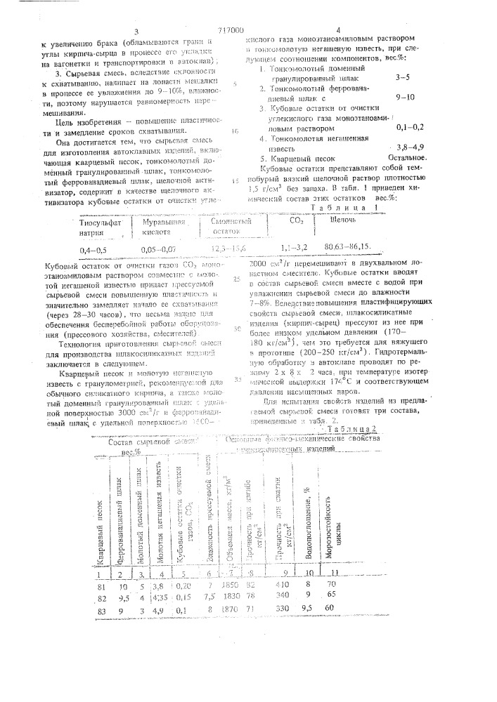 Сырьевая смесь для изготовления автоклавных изделий (патент 717000)