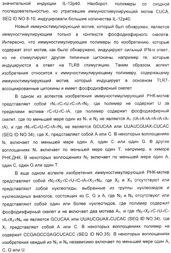 Мотивы последовательности рнк в контексте определенных межнуклеотидных связей, индуцирующие специфические иммуномодулирующие профили (патент 2435851)