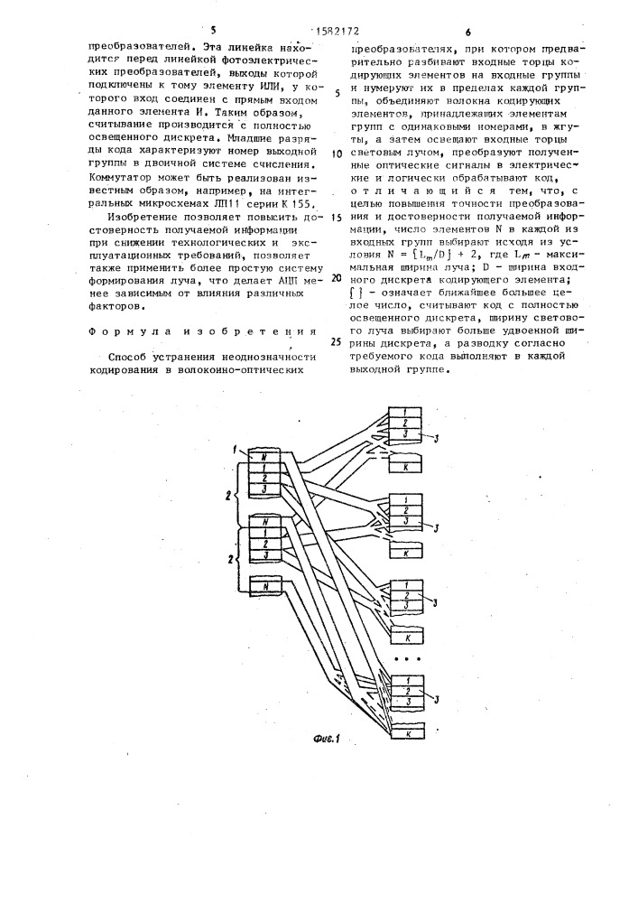 Способ устранения неоднозначности кодирования в волоконно- оптических преобразователях (патент 1582172)