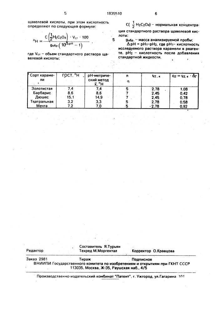 Способ определения общей кислотности карамели (патент 1835510)