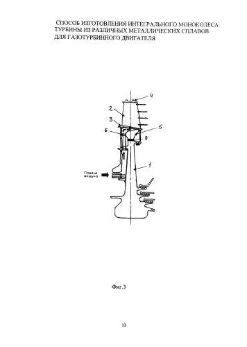 Способ изготовления интегрального моноколеса турбины из различных металлических сплавов для газотурбинного двигателя (патент 2576558)