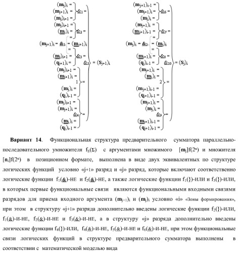 Функциональная структура предварительного сумматора параллельно-последовательного умножителя f ( ) с аргументами множимого [mj]f(2n) и множителя [ni]f(2n) в позиционном формате (варианты) (патент 2422879)