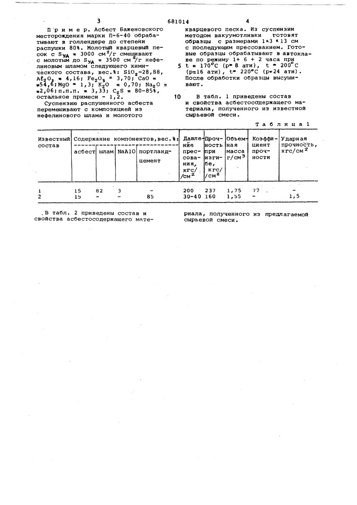Сырьевая смесь для получения строительных изделий (патент 681014)