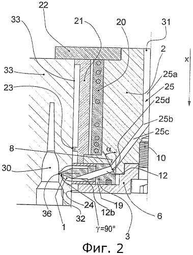 Горячеканальная форсунка для поперечного впрыска (патент 2490123)