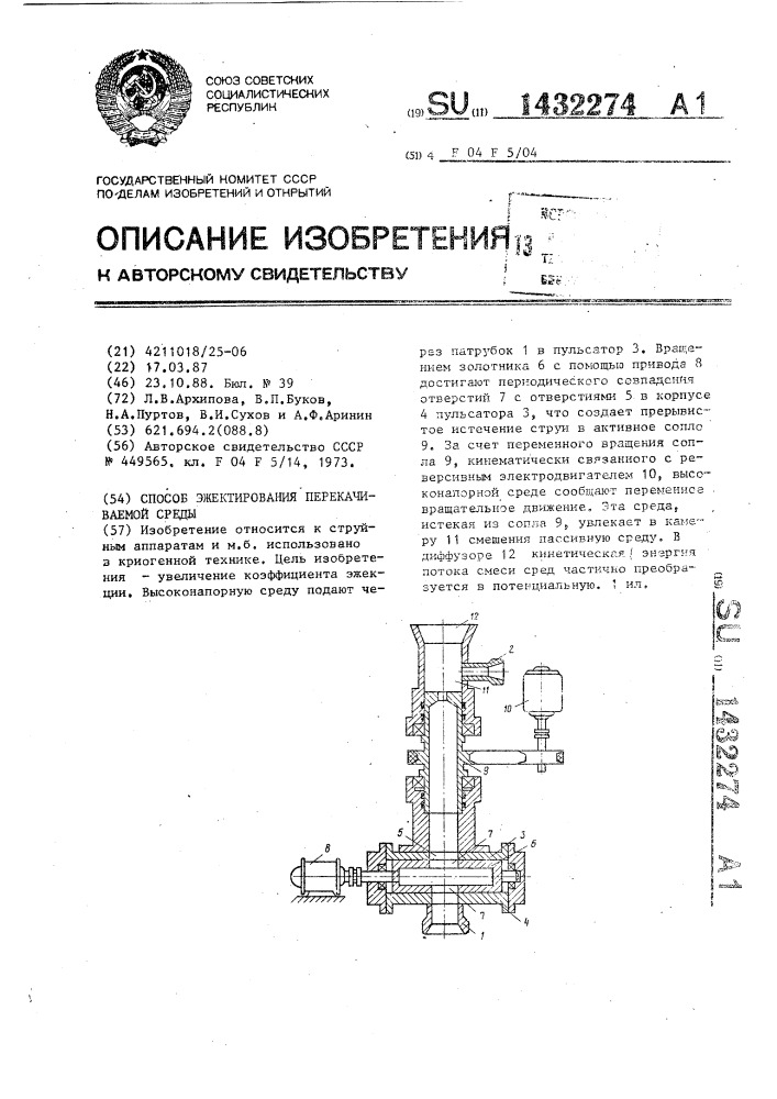 Способ эжектирования перекачиваемой среды (патент 1432274)