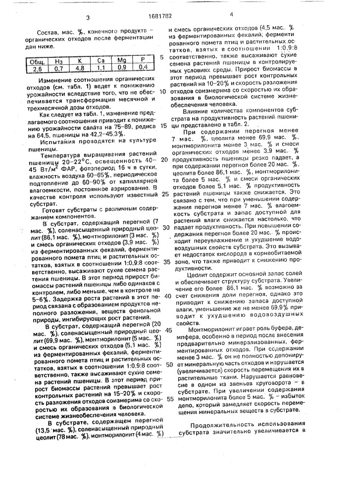 Субстрат для выращивания растений (патент 1681782)