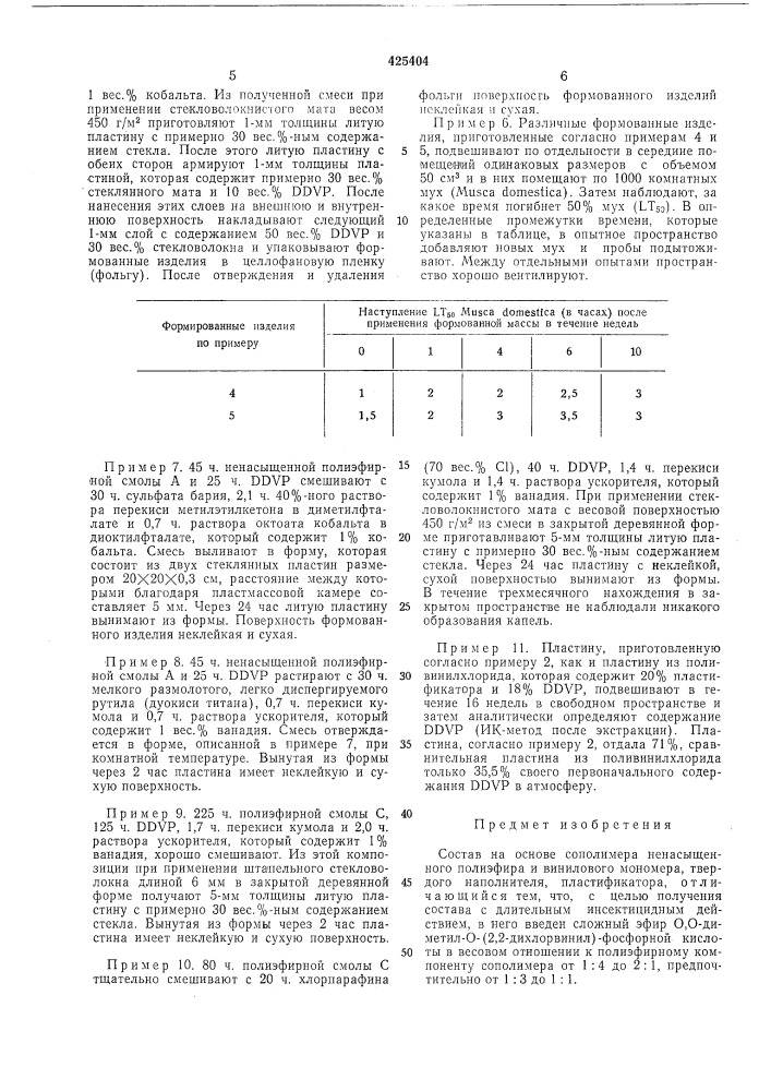 Состав на основе сополимера ненасыщенного полиэфира и винилового мономера (патент 425404)