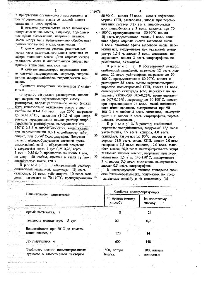Способ получения масляно-смоляного пленкообразующего (патент 704976)
