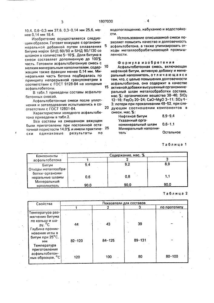 Асфальтобетонная смесь (патент 1807030)