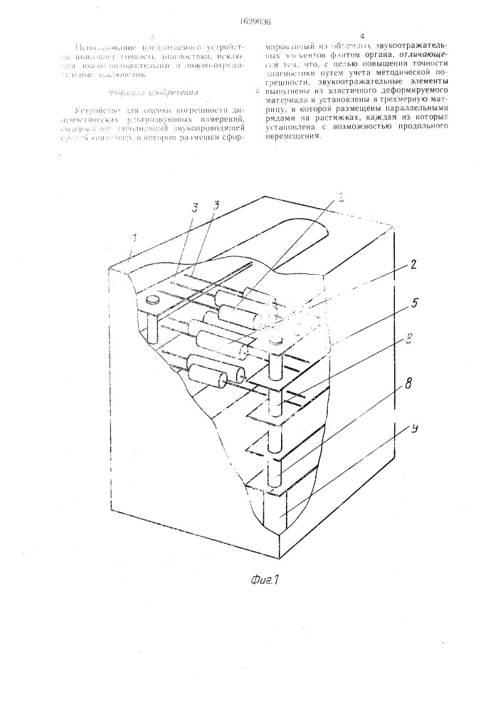 Устройство для оценки погрешности диагностических ультразвуковых измерений (патент 1629036)