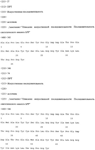 Аналог панкреатического полипептида человека (варианты), фармацевтическая композиция на его основе, способ лечения ожирения или диабета, способ снижения аппетита, уменьшения поглощения пищи или снижения потребления калорий и способ косметического снижения массы посредством указанного аналога (патент 2506273)