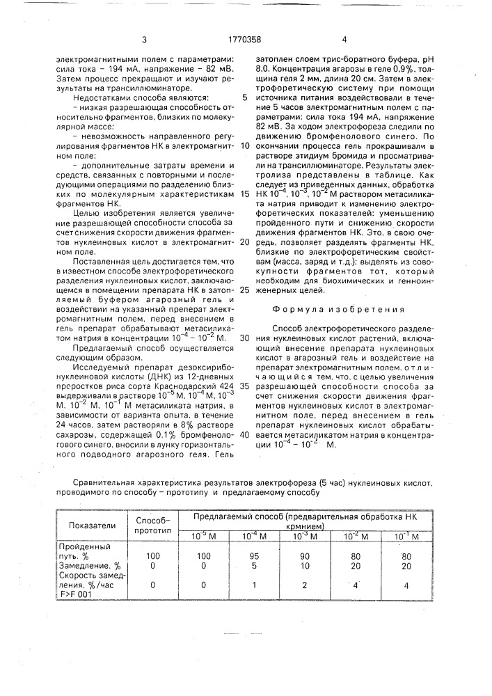 Способ электрофоретического разделения нуклеиновых кислот растений (патент 1770358)