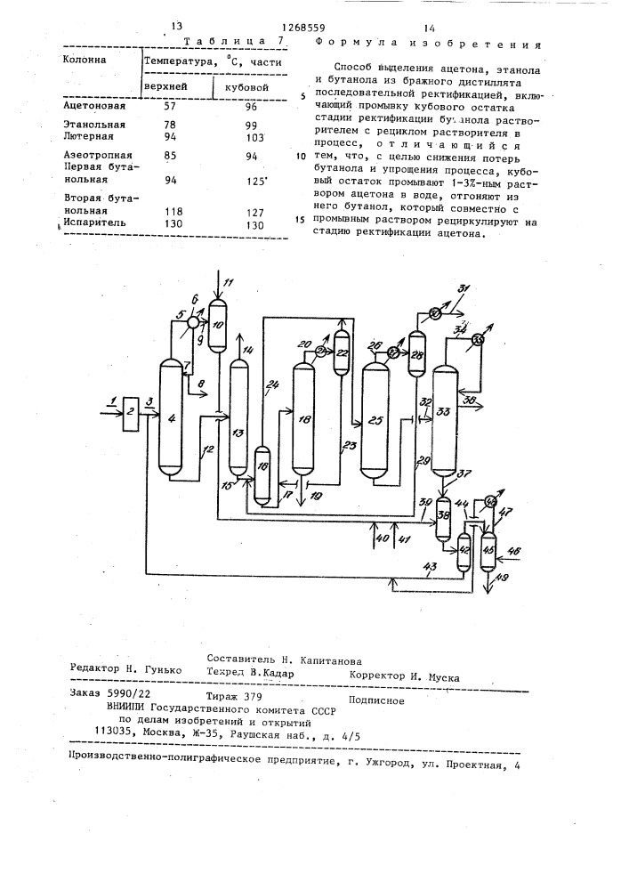 Способ выделения ацетона,этанола и бутанола из бражного дистиллята (патент 1268559)