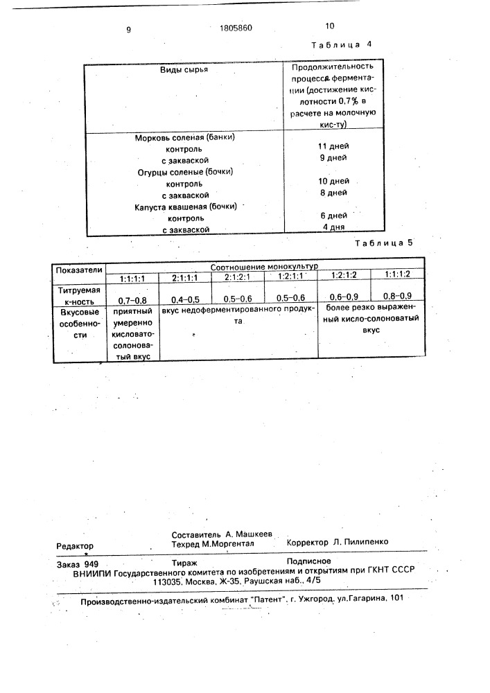 Закваска для квашения плодов и способ квашения (патент 1805860)