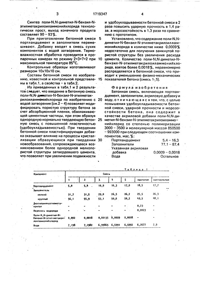 Бетонная смесь (патент 1719347)