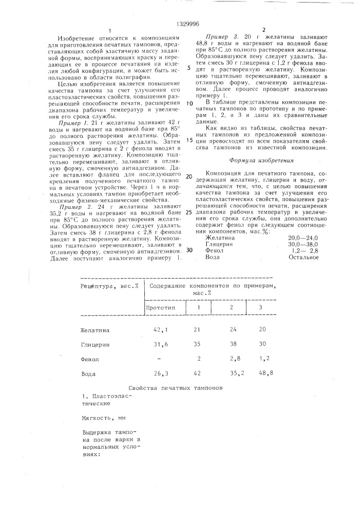 Композиция для печатного тампона (патент 1329996)
