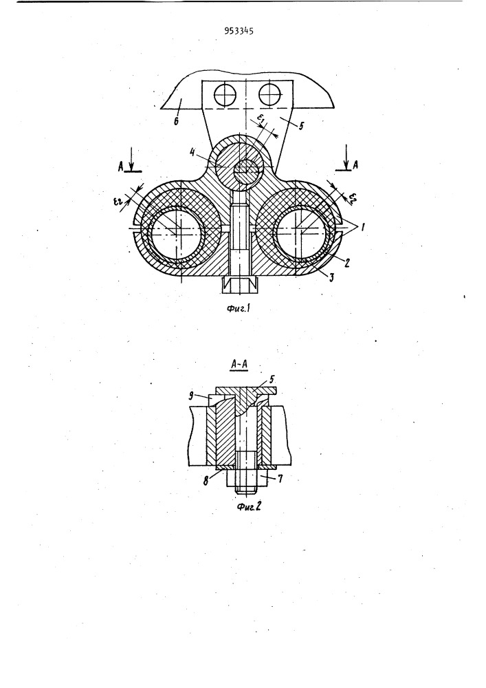 Опора для закрепления трубопроводов,подвешенная к каркасу (патент 953345)