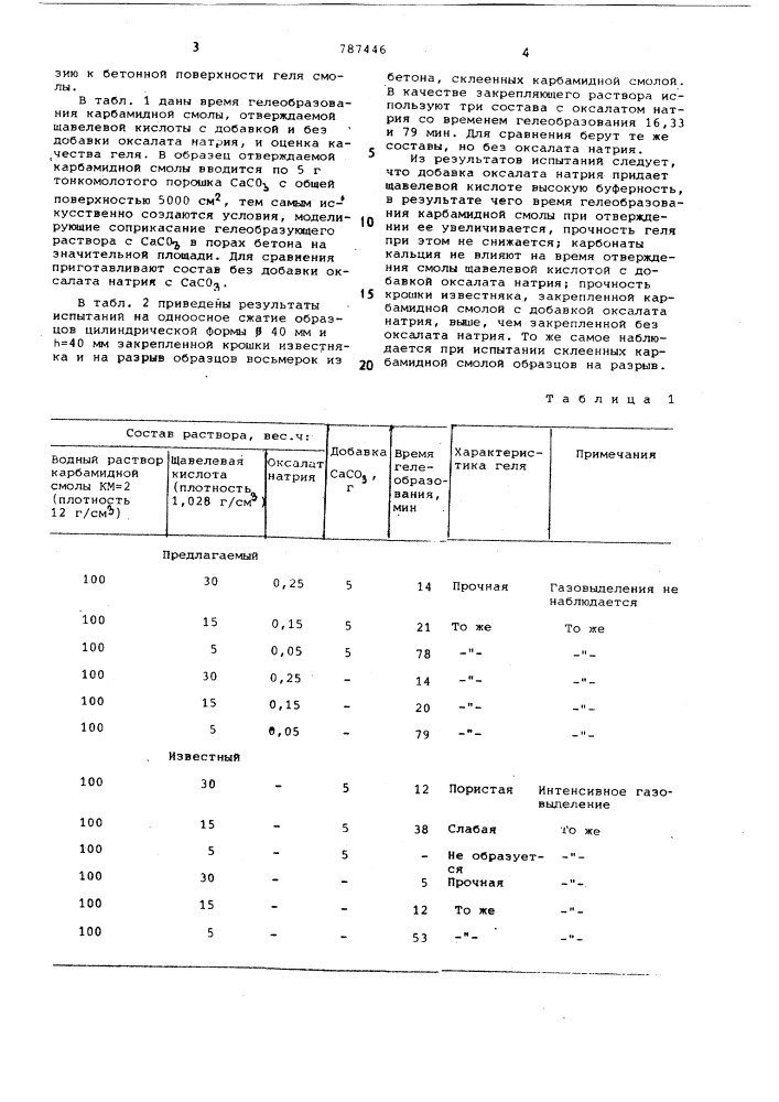 Инъекционный раствор для уплотнения бетона (патент 787446)