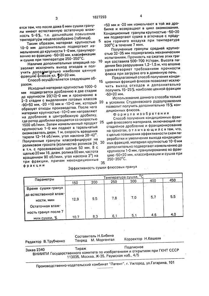 Способ получения кондиционных фракций флюсового материала (патент 1827293)