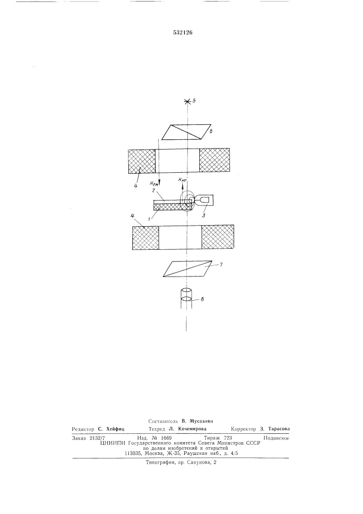 Способ измерения напряженности поля рабочего зазора магнитной головки и устройство для его осуществления (патент 532126)