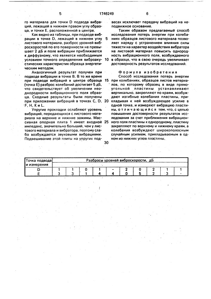 Способ исследования потерь энергии при колебаниях образцов листов материалов (патент 1746249)
