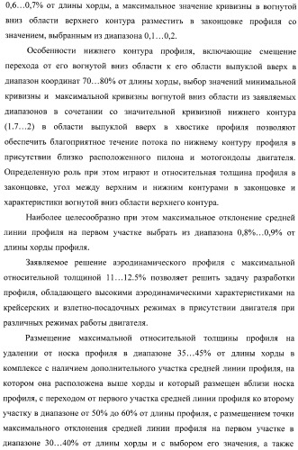 Стреловидное крыло самолета и аэродинамический профиль (варианты) (патент 2406647)